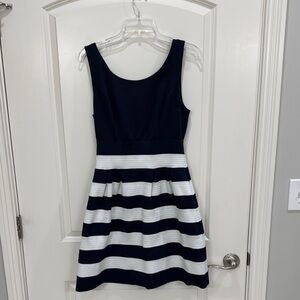 Chic Navy and White Striped Dress